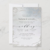 Ombre Dusty Blue Mattiert Silver Foil Luxe Wedding Einladung (Vorderseite)