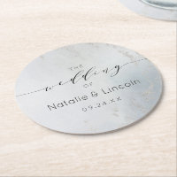 Ombre Dusty Blue Mattiert Silver Foil Monogram