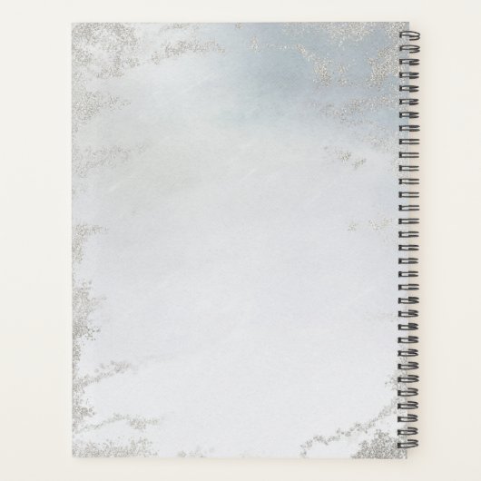 Ombre Dusty Blue Mattiert Silver Luxury Wedding Planer (Rückseite)