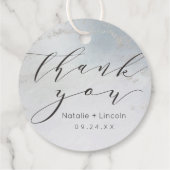 Ombre Dusty Blue Mattiert Silver Script Vielen Dan Geschenkanhänger (Rückseite)
