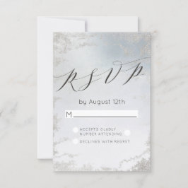 Ombre Dusty Blue Mattiert Silver Wedding RSVP Antw