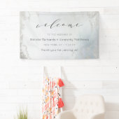 Ombre Dusty Blue Mattiert Silver Wedding Willkomme Banner (Insitu)