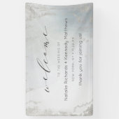 Ombre Dusty Blue Mattiert Silver Wedding Willkomme Banner (Vertikal)
