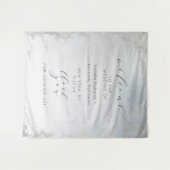 Ombre Dusty Blue Mattiert Silver Wedding Willkomme Wandteppich (Vorderseite (Horizontal))