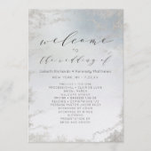 Ombre Dusty Blue Mattiert Silver Wedding Zeremonie Programm (Vorderseite)