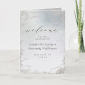 Ombre Dusty Blue Mattiert Silver Wedding Zeremonie Programm (Vorderseite)