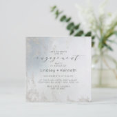 Ombre Dusty Blue Mattiert Square Engagement Party Einladung (Stehend Vorderseite)