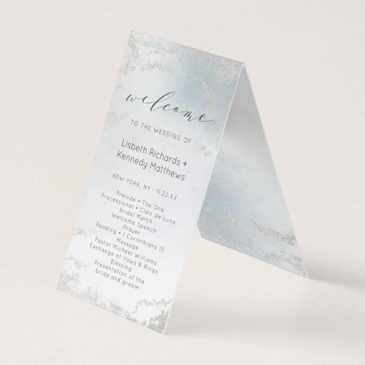 Ombre Dusty Blue Mattiert Wedding Zeremony Program (Vorderseite)