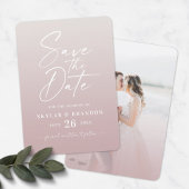 Ombre Dusty Mauve Ivory mit Skript-Foto Hochzeit Save The Date
