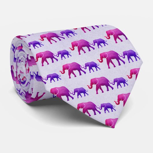Ombre Elephants Design Neck Tie Krawatte (Gerollt)