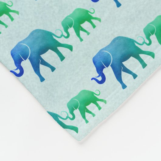 Ombre Elephants Fleece Blanket (Ecke)