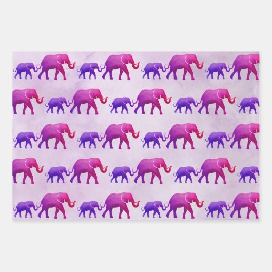 Ombre Elephants Geschenkpapier Set (Vorderseite 3)