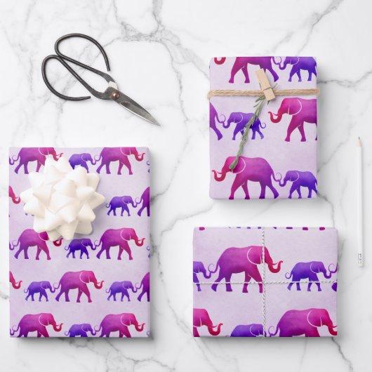 Ombre Elephants Geschenkpapier Set (Vorderseite)