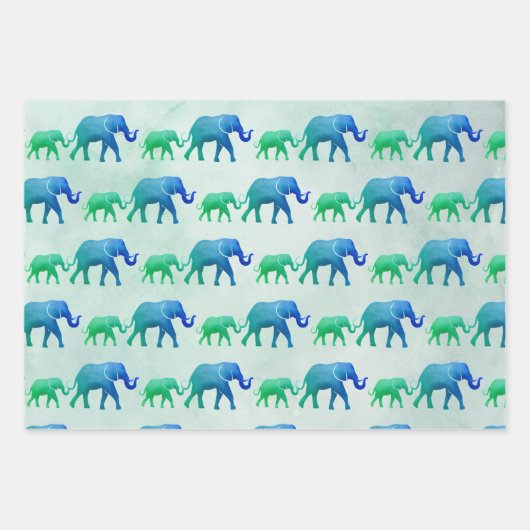 Ombre Elephants Geschenkpapier Set (Vorderseite)