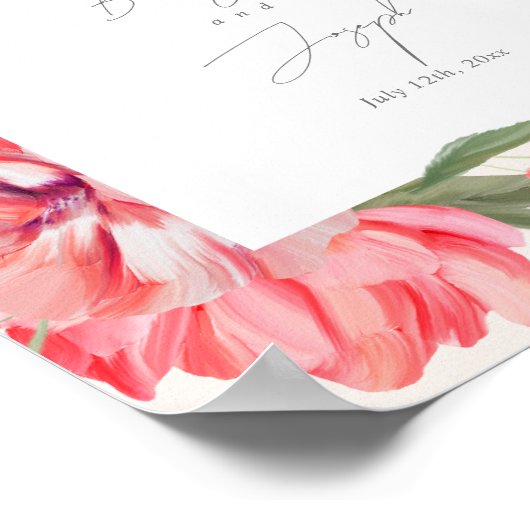 Ombré Floral Botanical Elegante Hochzeit Willkomme Poster (Ecke)