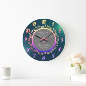 Ombre Floral Wirbel, Green 50 th Wedding Große Wanduhr (Zuhause)