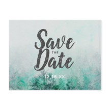 Ombre Forest Watercolor Pine Trees Save the Date