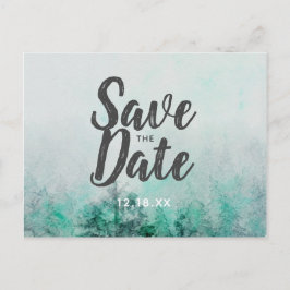 Ombre Forest Watercolor Pine Trees Save the Date Ankündigungspostkarte