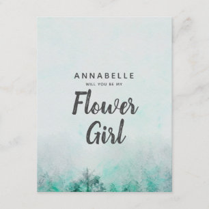 Ombre Forest Watercolor wirst du mein Blumenmädche Einladung