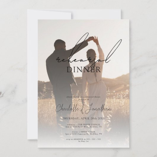 Ombre Foto Bohemisch Hochzeit Probe Dinner Einladung (Vorderseite)