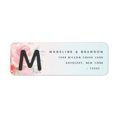 Ombre French Garden Floral Monogram Rücksendeadres (Vorne)