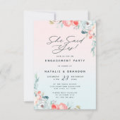 Ombre French Garden Sie sagte Yes Engagement Party Einladung (Vorderseite)