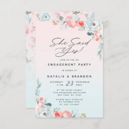 Ombre French Garden Sie sagte Yes Engagement Party Einladung
