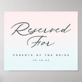 Ombre für Hochzeitssitzzeichen reserviert Poster (Vorne)