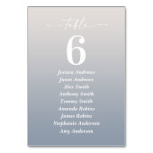 Ombre Gardenia White & Dusty Blue Guest Names Tischnummer (Vorderseite)