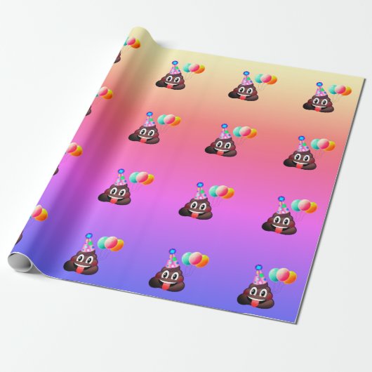 Ombre Geburtstags-Party kacken Emoji Geschenkpapier (Ungerollt)