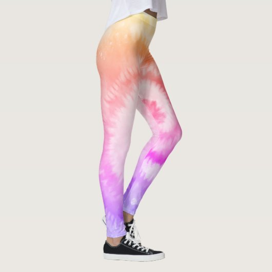 Ombre Gefärbte Krawatte Regenbogen Swirl Rosa Gelb Leggings (Rechts)
