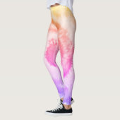 Ombre Gefärbte Krawatte Regenbogen Swirl Rosa Gelb Leggings (Links)