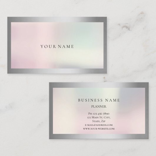 Ombre Gerahmt einfach Beruflich Gray Silver Pearl Visitenkarte (Vorne/Hinten)