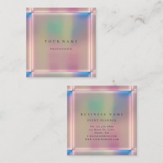 Ombre Gerahmt einfach Berufliche Holografische Ros Quadratische Visitenkarte (Vorne/Hinten)