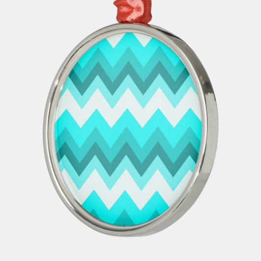 Ombre Girly Muster Aquamarin Türkis Zickzack Silbernes Ornament (Links)