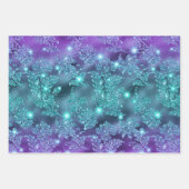 Ombre Glitter Blumenmuster mit Funkeln Geschenkpapier Set (Vorderseite 2)