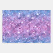 Ombre Glitter Blumenmuster mit Funkeln Geschenkpapier Set (Vorderseite)