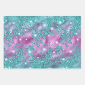 Ombre Glitter Blumenmuster mit Funkeln Geschenkpapier Set (Vorderseite)