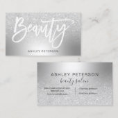 Ombre Glitter der Schönheit silbernes metallische Visitenkarte (Vorne/Hinten)