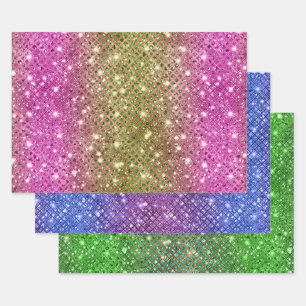 Ombre Glitter Diamant-Muster mit Funkeln Geschenkpapier Set