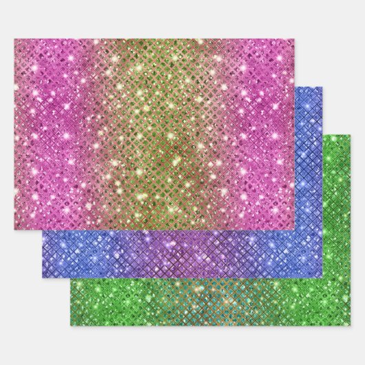 Ombre Glitter Diamant-Muster mit Funkeln Geschenkpapier Set (Set)