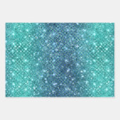 Ombre Glitter Diamant-Muster mit Funkeln Geschenkpapier Set (Vorderseite)