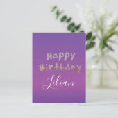 Ombré Glitzer Bubble Lettering Happy Birthday Postkarte (Stehend Vorderseite)