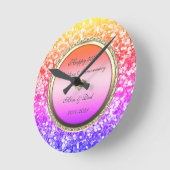 Ombre Glitzer Diamonds 50th Wedding Anniversary Runde Wanduhr (Winkel)