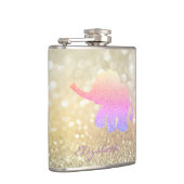 Ombre Glitzer Elephant, Bokeh - Personalisiert Flachmann (Rechts)