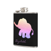 Ombre Glitzer Elephant, Schwarz - Personalisiert Flachmann (Links)