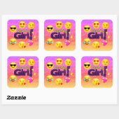Ombre Glitzer Emoji Birthday Girl Stickers (Blatt)