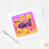 Ombre Glitzer Emoji Birthday Girl Stickers (Umschlag)