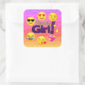 Ombre Glitzer Emoji Birthday Girl Stickers (Tasche)