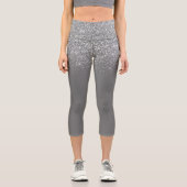 Ombre Glitzer Fading Sparkle Silver Capri Leggings (Vorderseite)